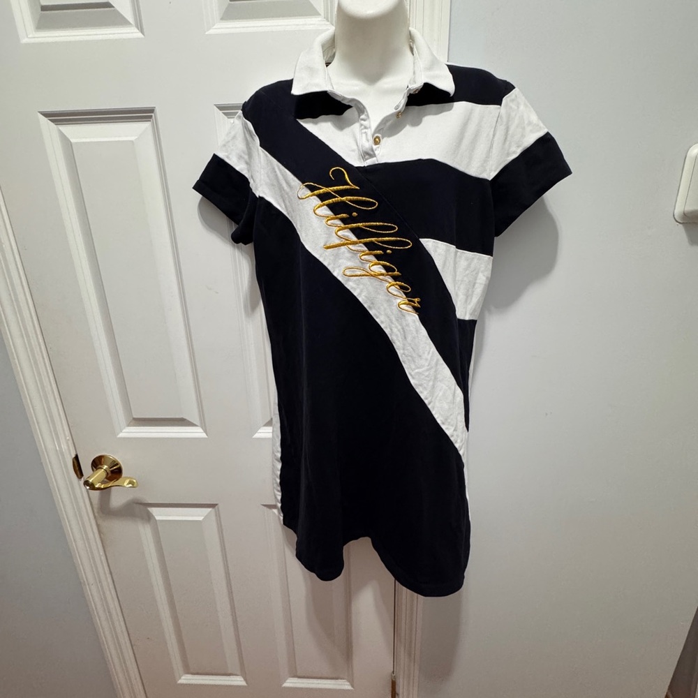 Tommy Hilfiger Black and White cotton Polo Dress size large